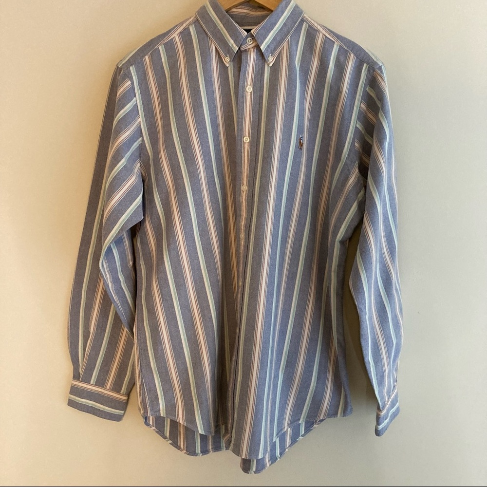 Polo Ralph Lauren Men's Classic Fit (blue/red/green) Striped Oxford Shirt Size L